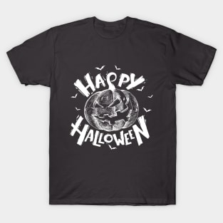 Halloween Scary Evil Pumpkin Funny Pumpkin Head T-Shirt